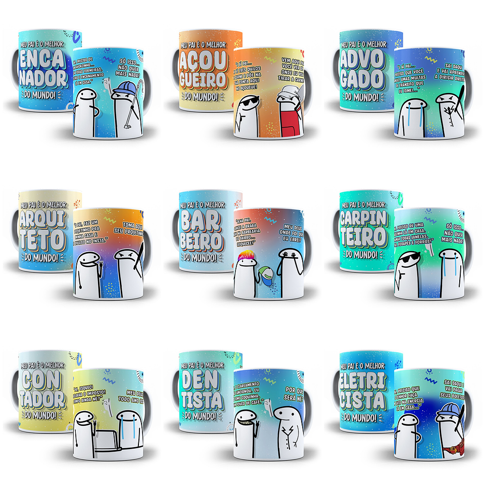 12 Artes Canecas Dia dos Pais Flork Profissões em Jpg 1