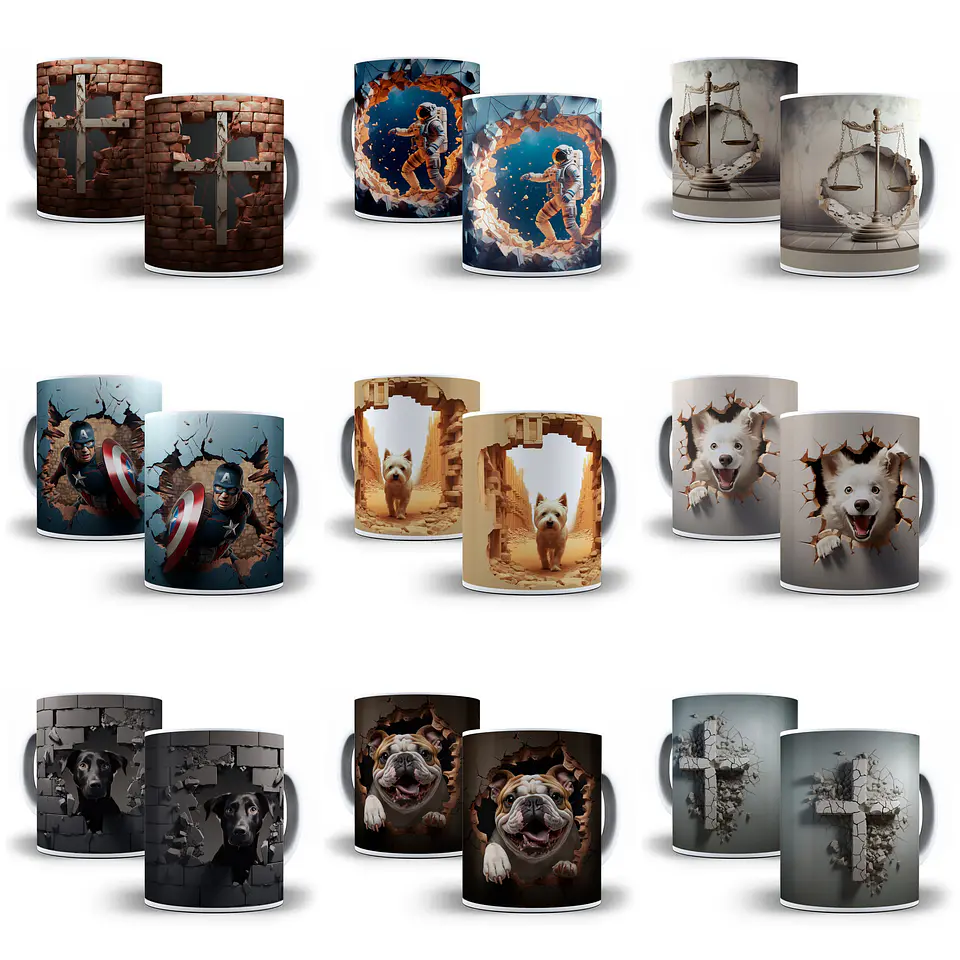60 Artes para Sublimação Caneca 3d em Jpg 5
