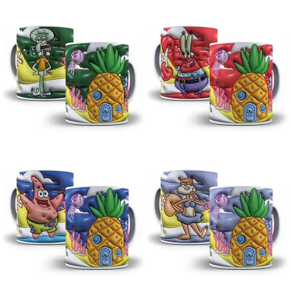 12 Artes Canecas Super Mario e Bob Esponja 3D em Jpg 2