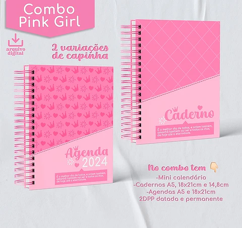 Arquivo Agenda e Caderno Rosa Menina Pink 2024 em Pdf  