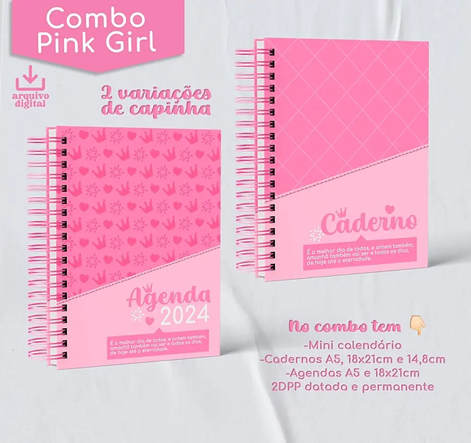 Arquivo Agenda e Caderno Rosa Menina Pink 2024 em Pdf   1