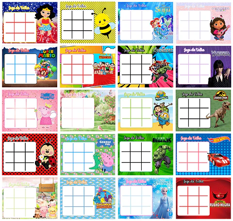 88 Arquivos Jogo da Velha Infantil Personagens em Pdf 
