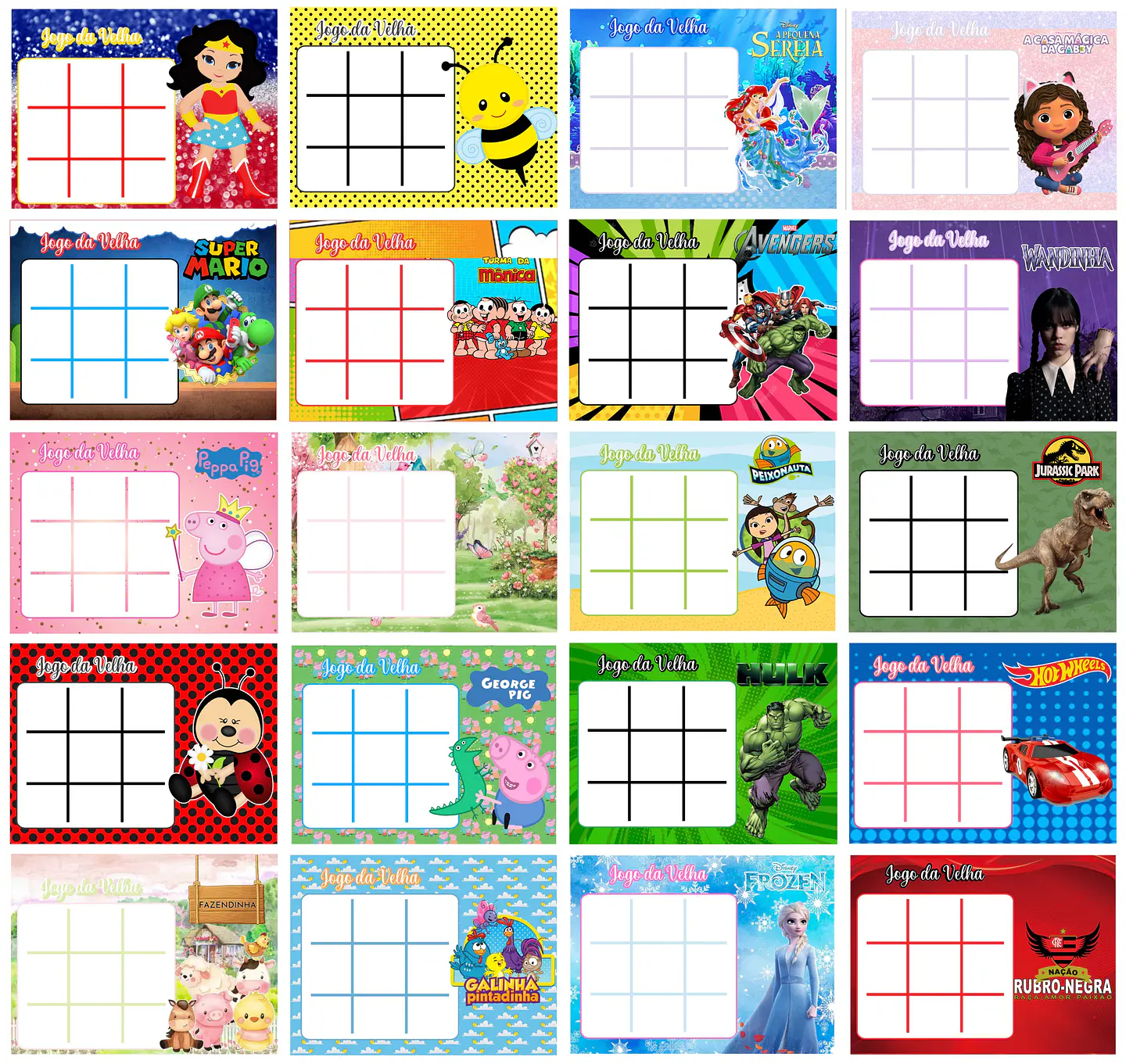 88 Arquivos Jogo da Velha Infantil Personagens em Pdf  1