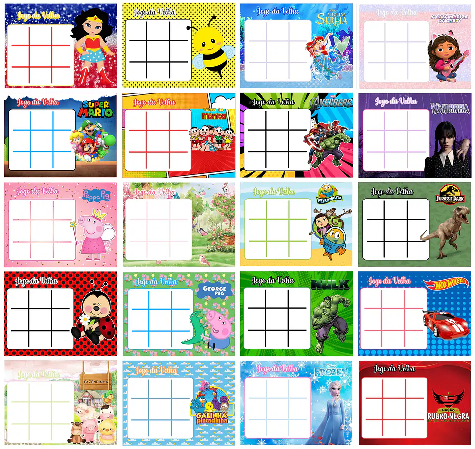 88 Arquivos Jogo da Velha Infantil Personagens em Pdf  1