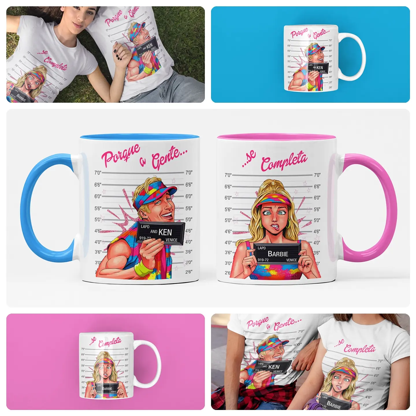  Artes para Caneca e Camisa Casal Barbie Arquivos CorelDraw 1