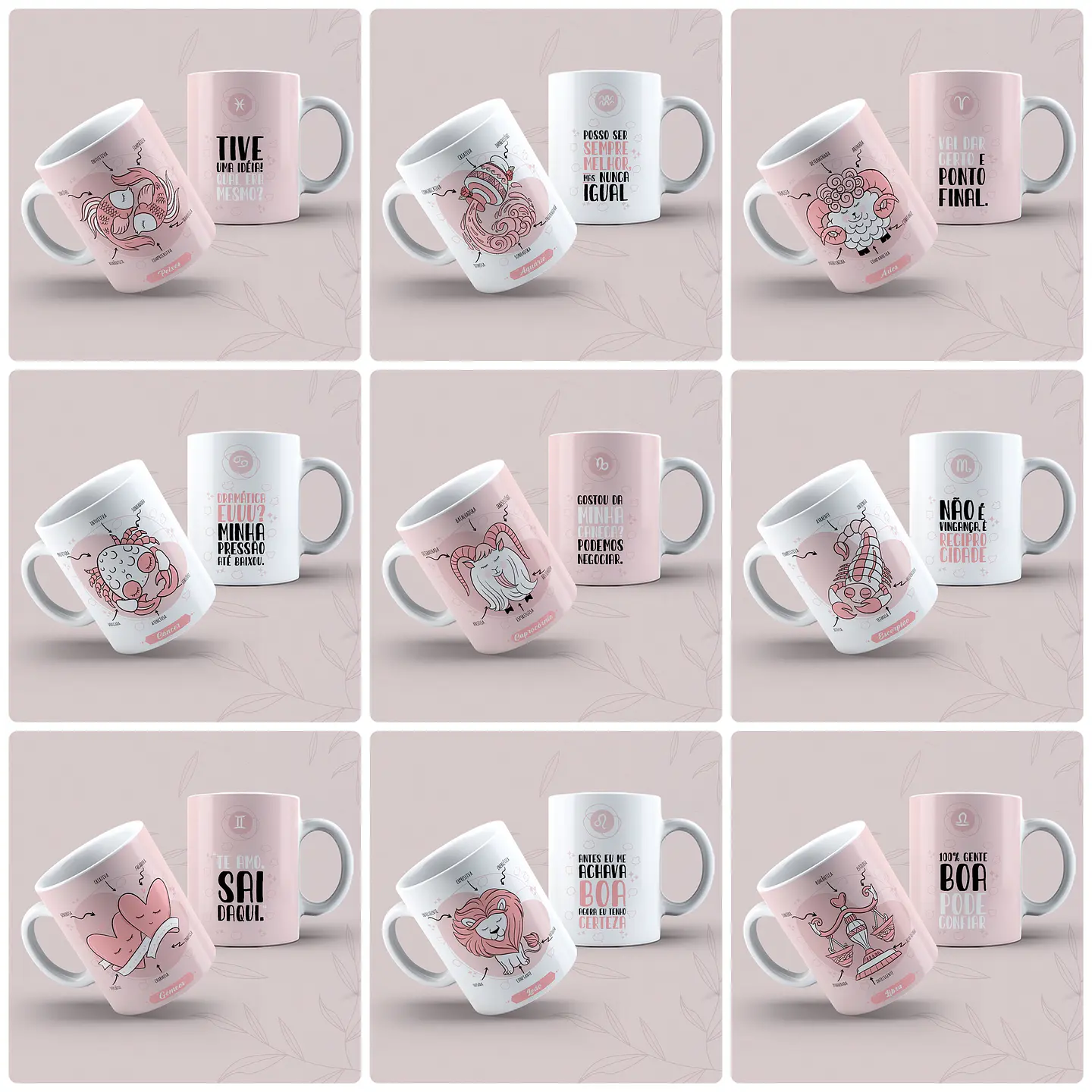 12 Artes Canecas Signos Arquivo em Jpge 1