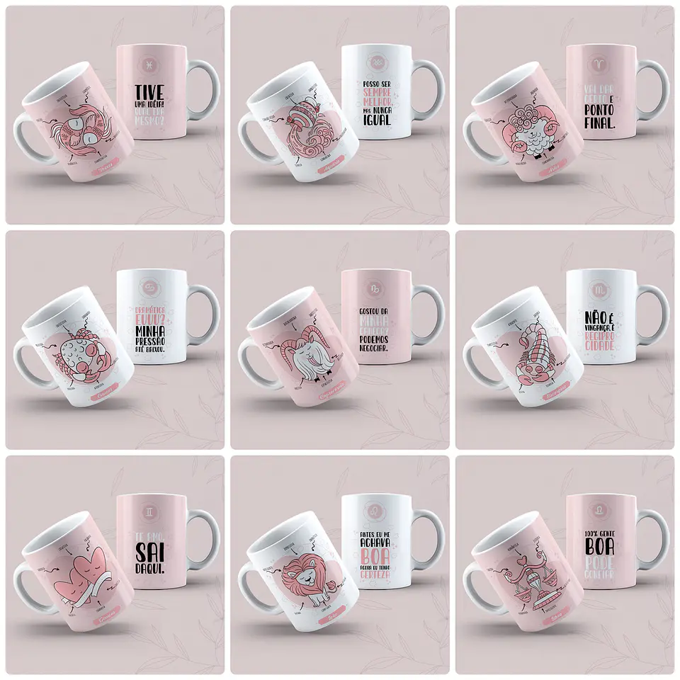 12 Artes Canecas Signos Arquivo em Jpge 1