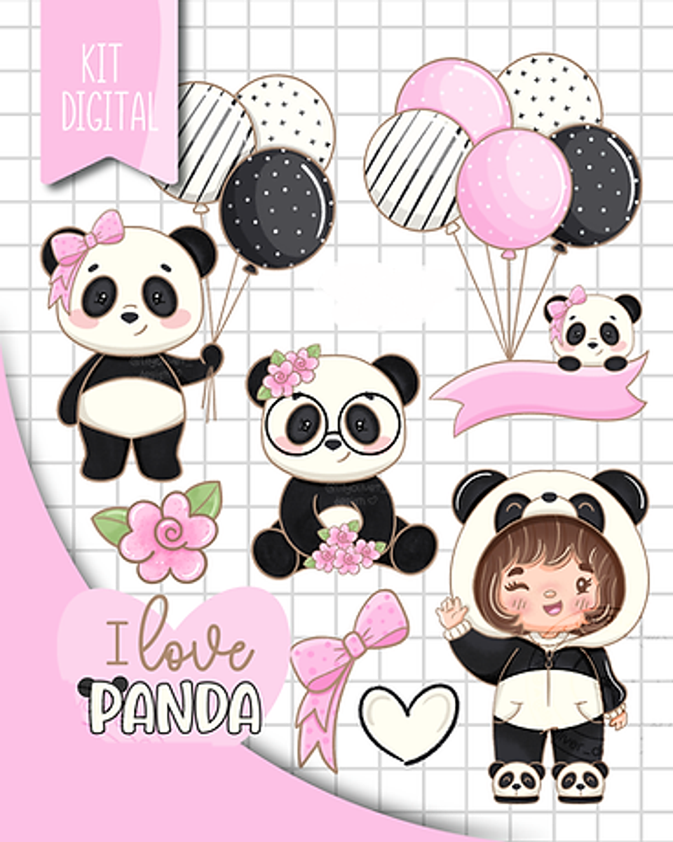 Kit Digital Pandinha Kids em Png  2