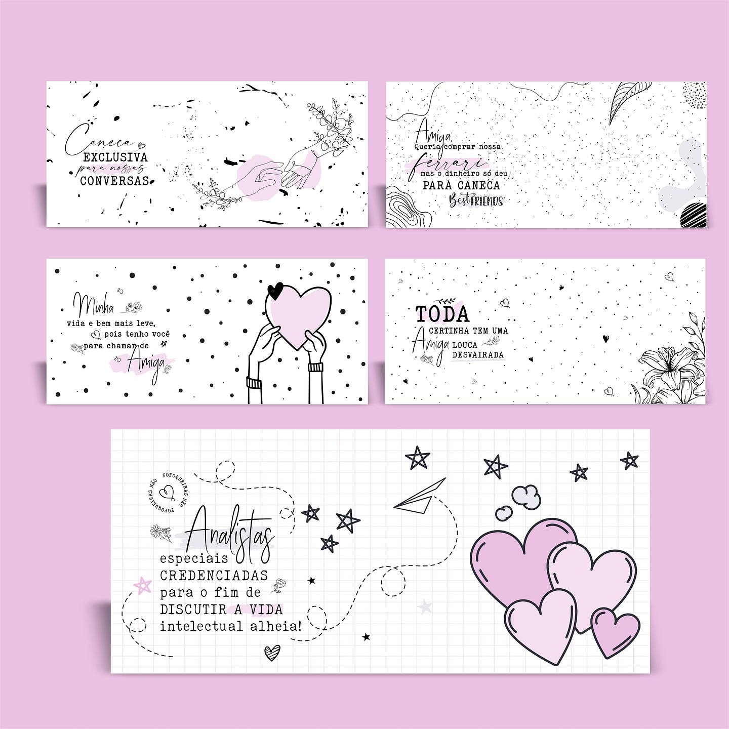 5 Artes Canecas Amigas Minimalista em CorelDraw 6