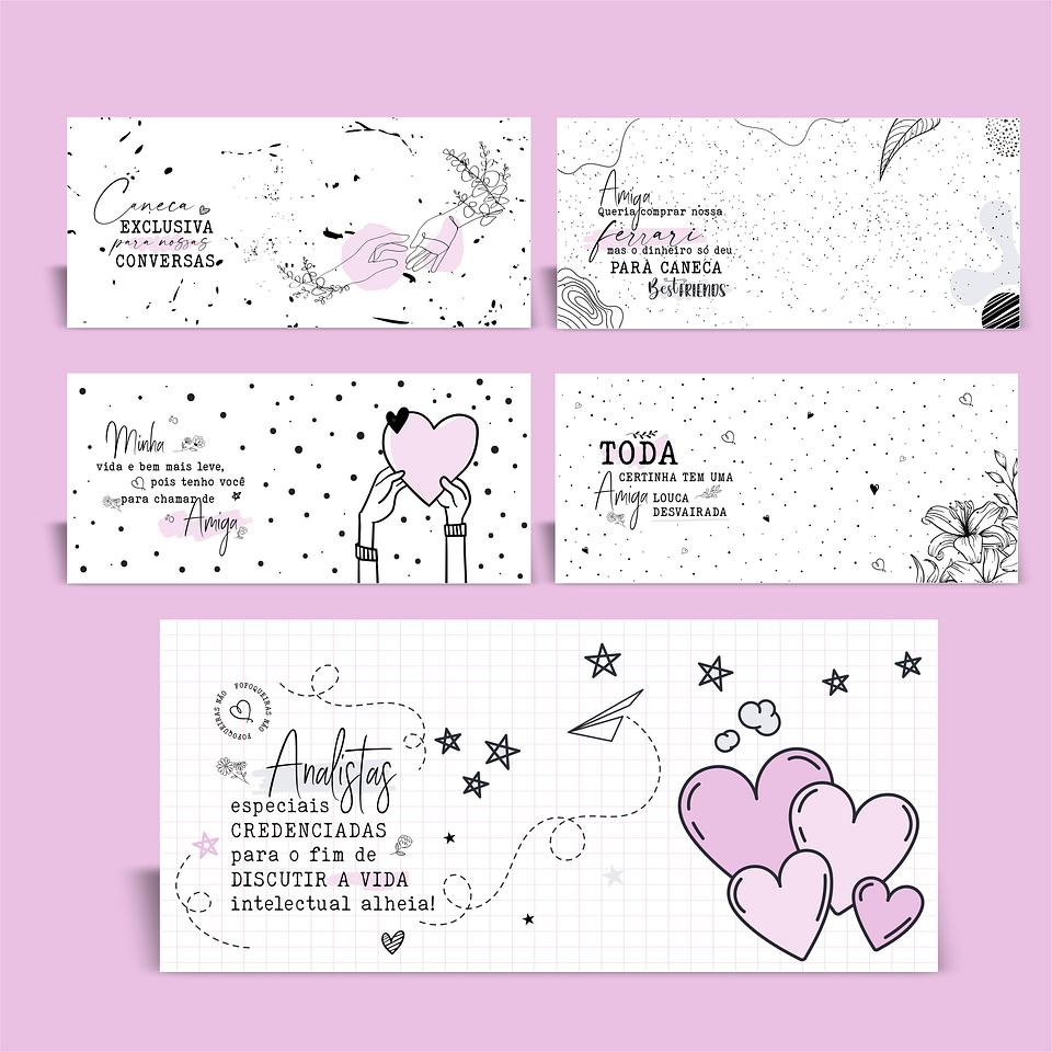 5 Artes Canecas Amigas Minimalista em CorelDraw 6