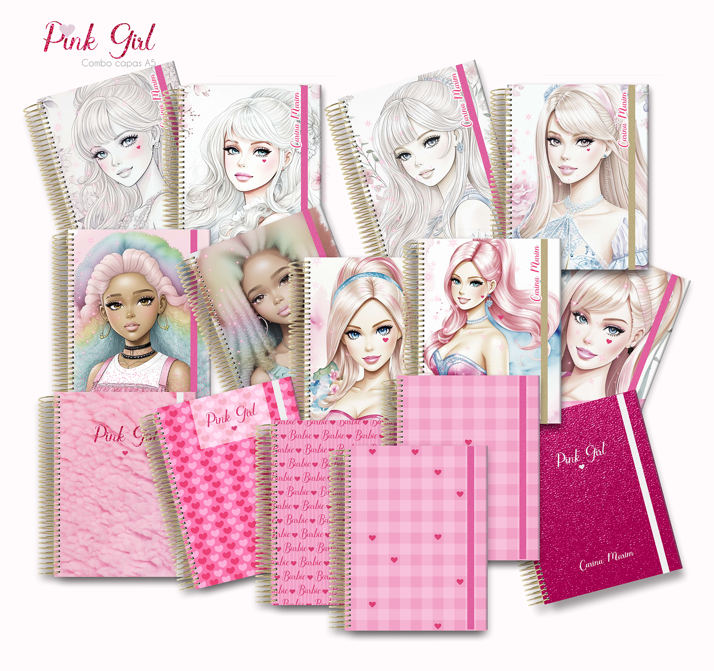 Arquivo Capas para Agenda A5 Pink Girl em Jpg 1