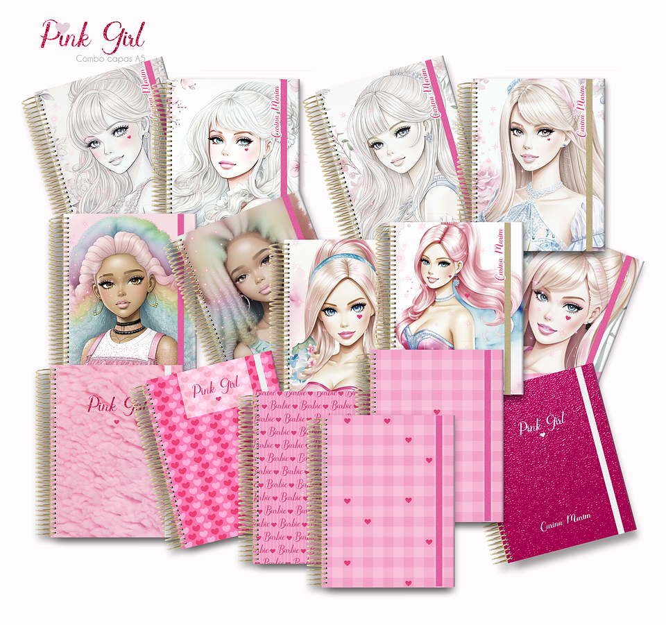 Arquivo Capas para Agenda A5 Pink Girl em Jpg 1