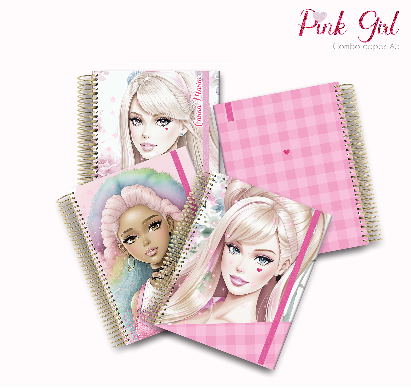 Arquivo Capas para Agenda A5 Pink Girl em Jpg 2