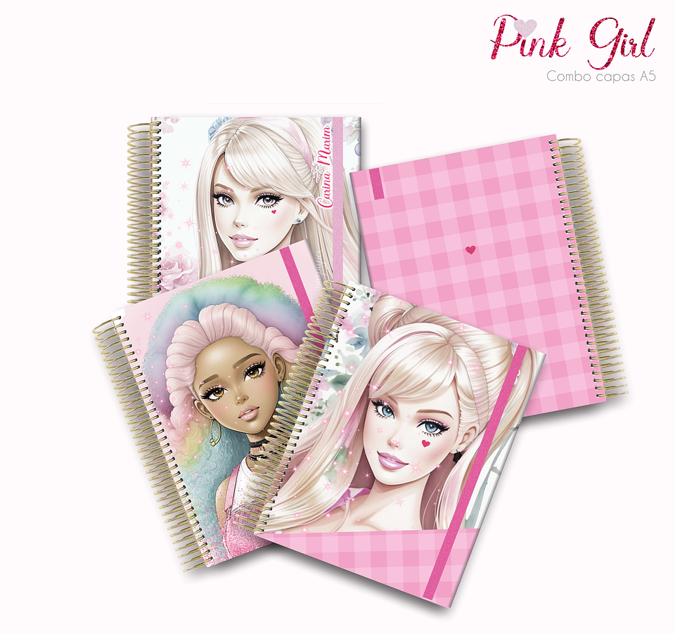 Arquivo Capas para Agenda A5 Pink Girl em Jpg 2