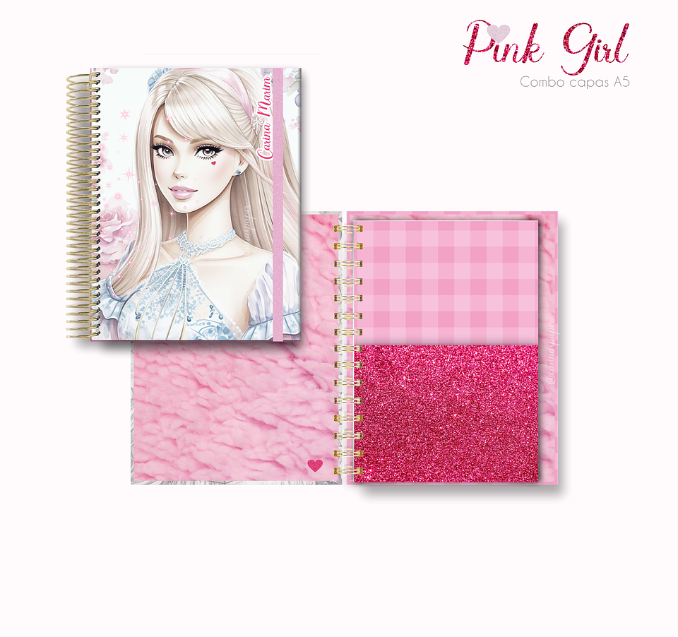 Arquivo Capas para Agenda A5 Pink Girl em Jpg 3