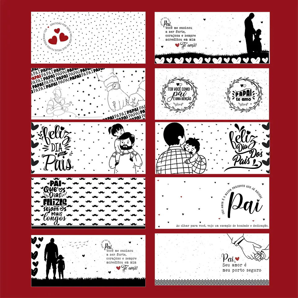 10 Artes Canecas Dia dos Pais Minimalista em Corel Draw 9