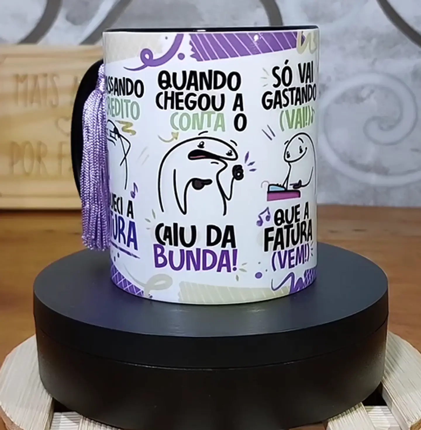 Arte Caneca Fui Passando no Crédito Esqueci a Fatura Roxo Lilás Arquivo Png 2