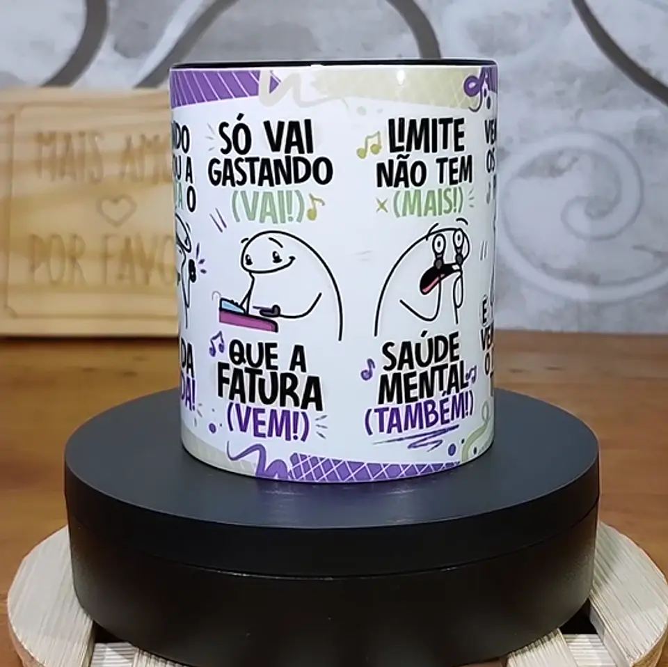 Arte Caneca Fui Passando no Crédito Esqueci a Fatura Roxo Lilás Arquivo Png 3