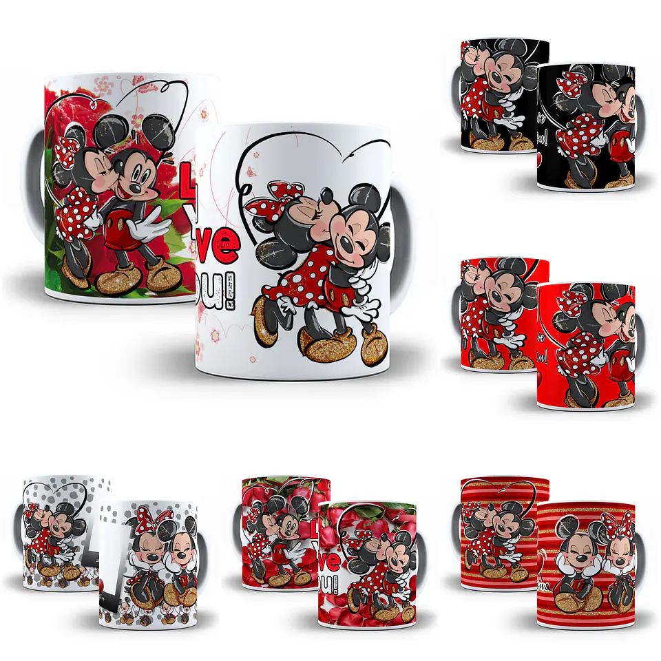 30 Artes para Caneca Dia dos Namorados Mickey e Minnie Love em Photoshop 1