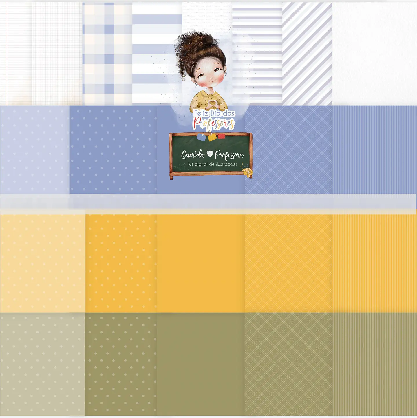 Kit Digital Querida Professora Aquarelados em Png  6