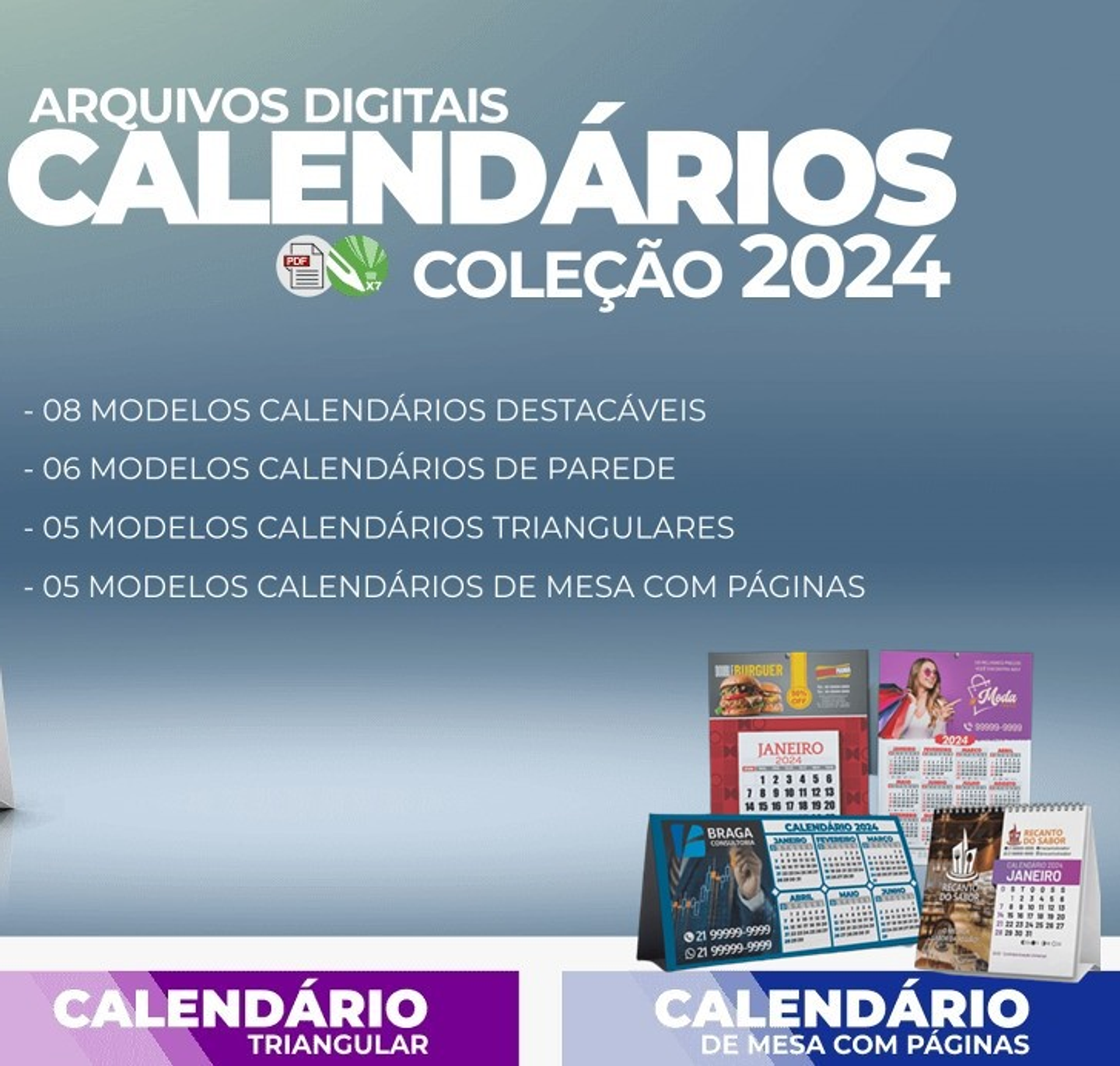 Arquivo Calendários 2024 em Corel Draw 2