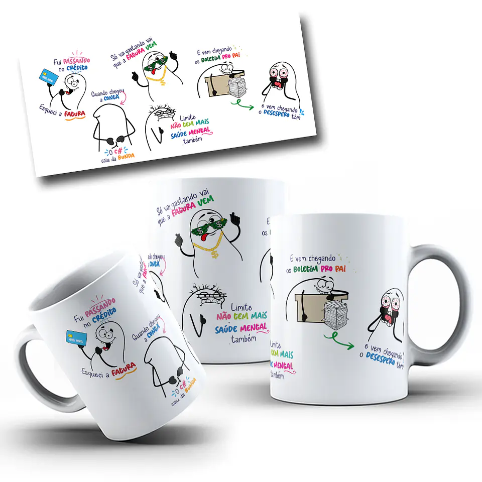 Arte caneca Fui Passando na Fatura - Esqueci a fatura o c# caiu da bunda Png 3