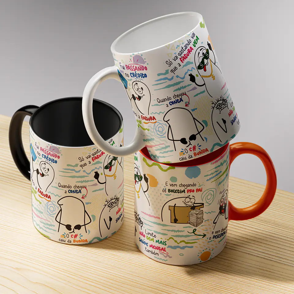 Arte caneca Fui Passando na Fatura - Esqueci a fatura o c# caiu da bunda Png 5