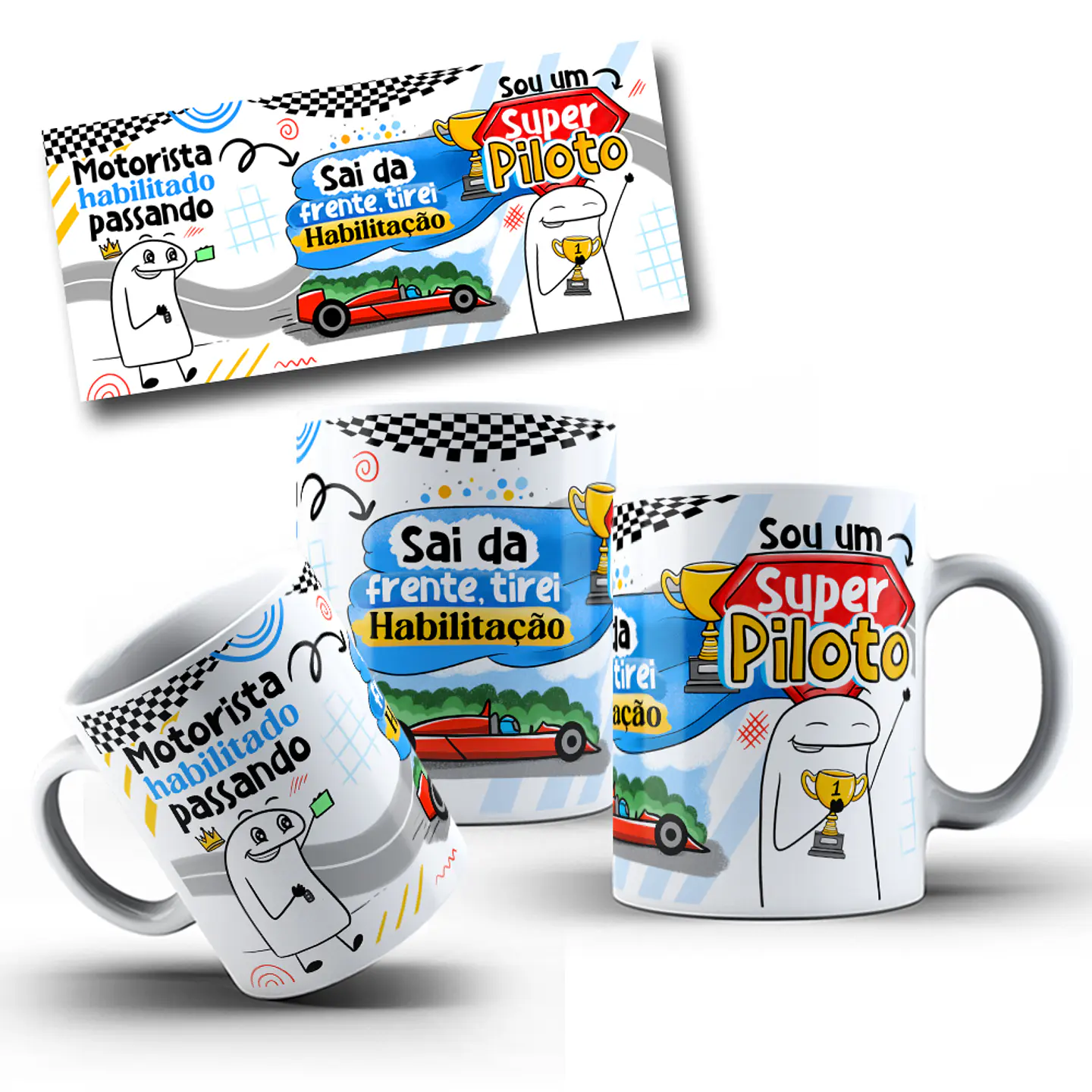 Artes para Caneca Flork Motorista Habilitado Arquivos Png  1