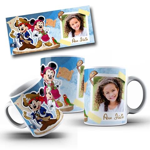 10 Artes Caneca Mickey Pirata Arquivo em CorelDraw 