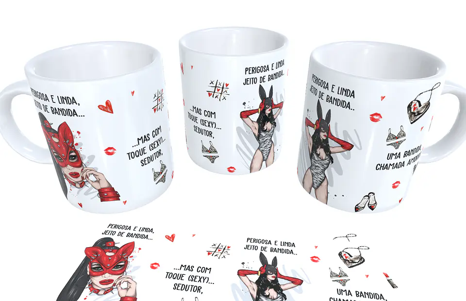 Arte para Caneca Perigosa e linda, jeito de bandida Arquivos Sublimação 2