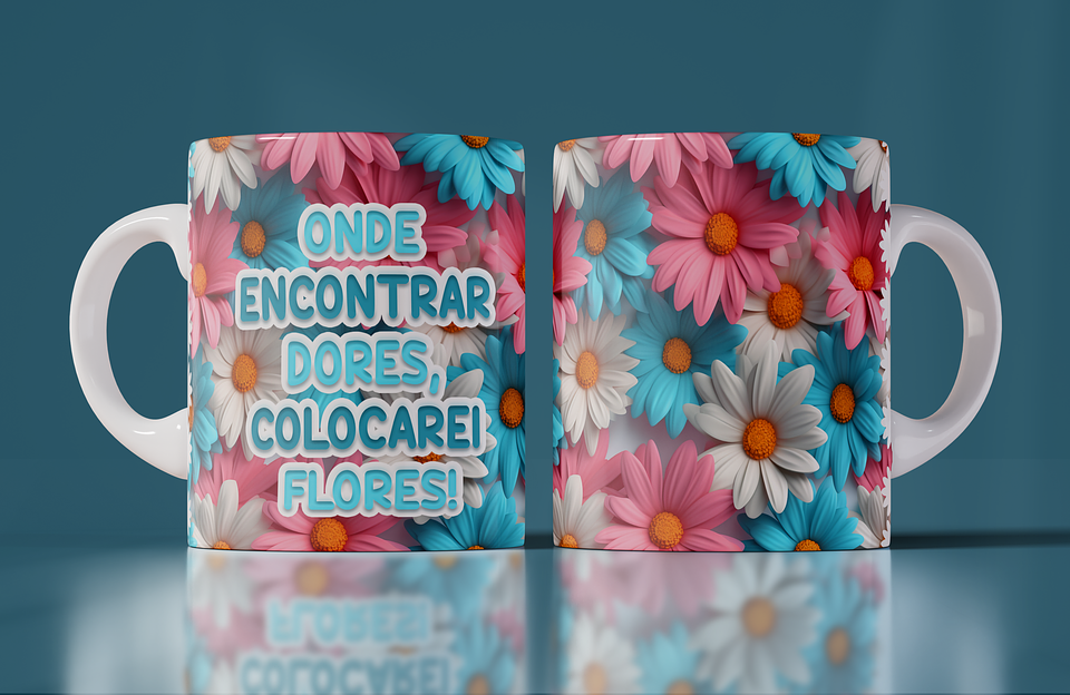 15 Artes Canecas Flores 3d em Photoshop 12