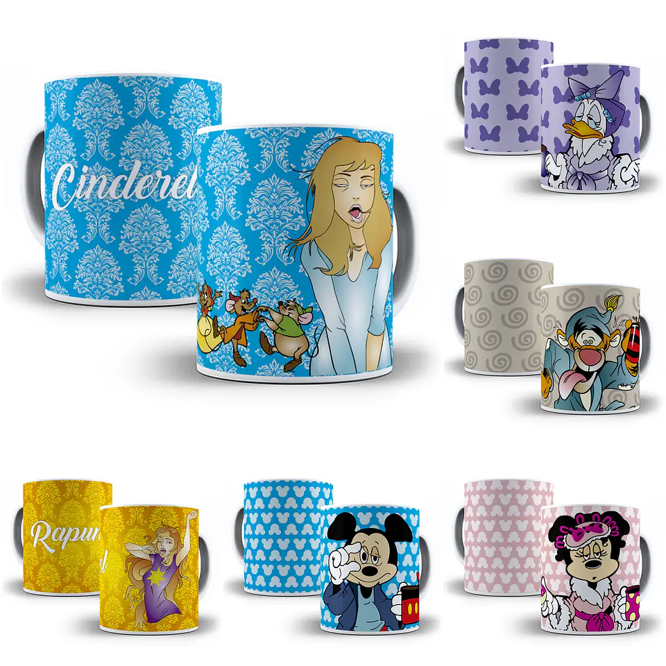 39 Artes para Caneca Personagens Disney Com Sono em Corel Draw 2