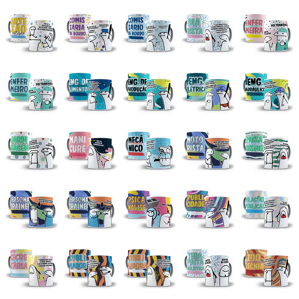 100 Artes Caneca Flork Profissões Arquivos Sublimação Png 4