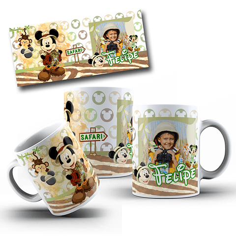 10 Artes Caneca Mickey Safari Arquivo em CorelDraw 