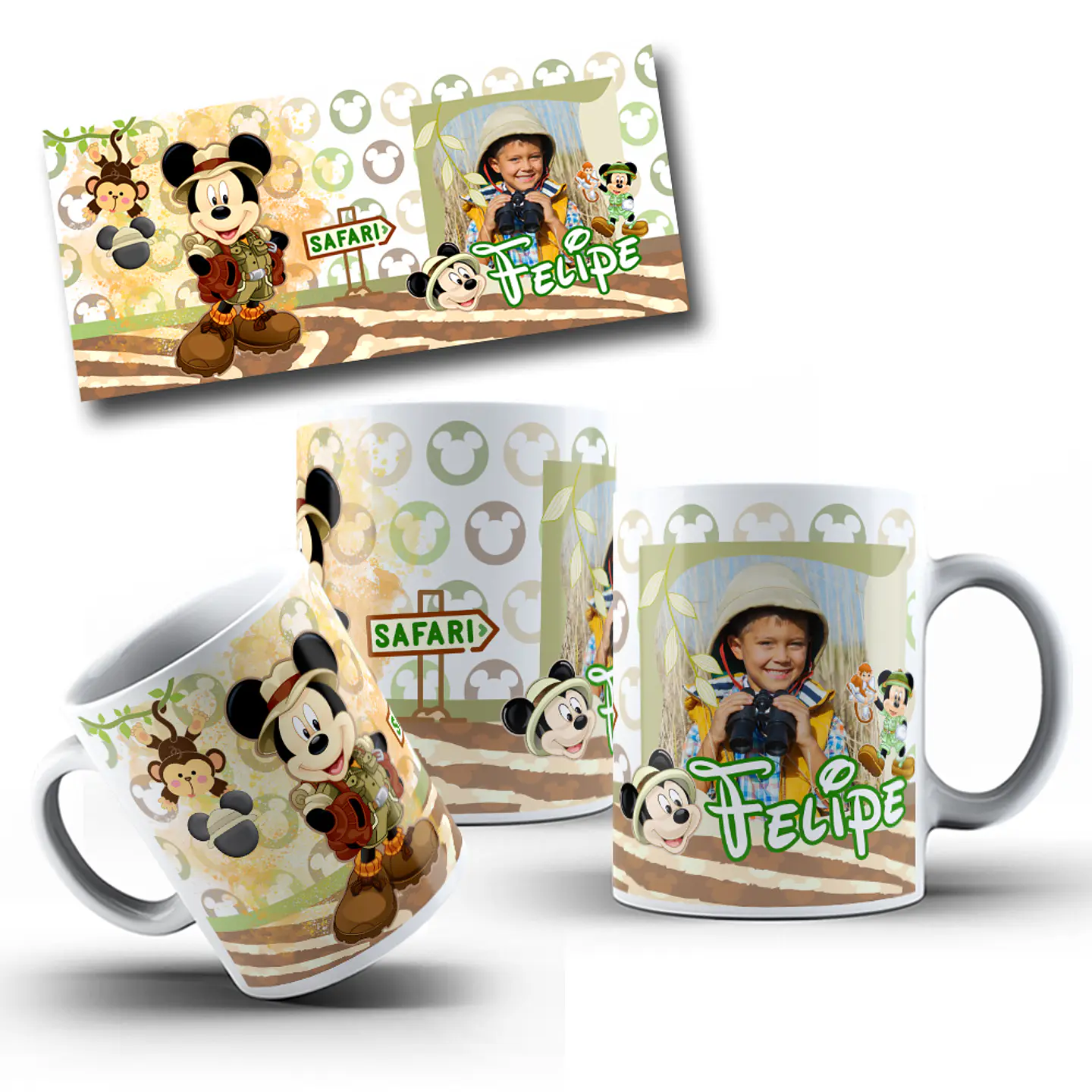 10 Artes Caneca Mickey Safari Arquivo em CorelDraw  3