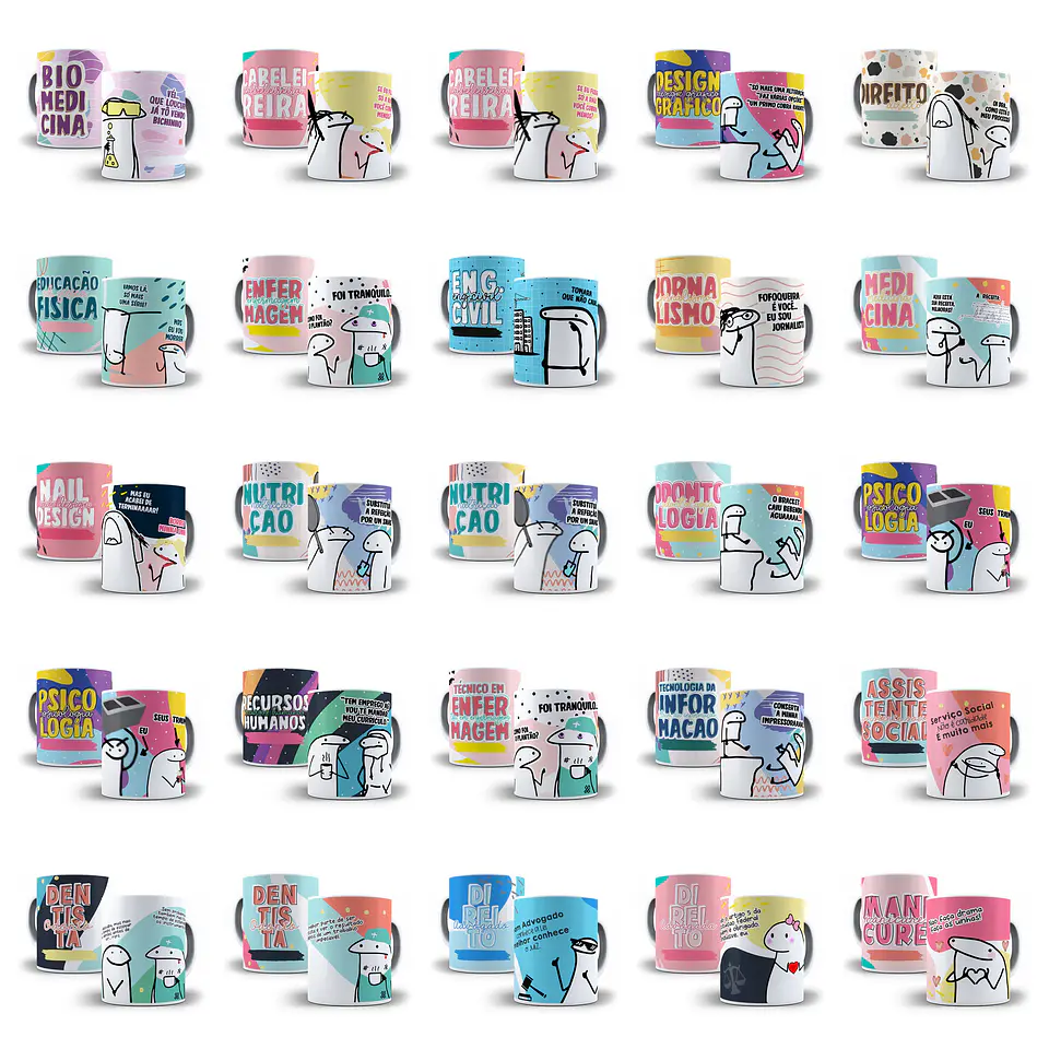 100 Artes Caneca Flork Profissões Arquivos Sublimação Png 6