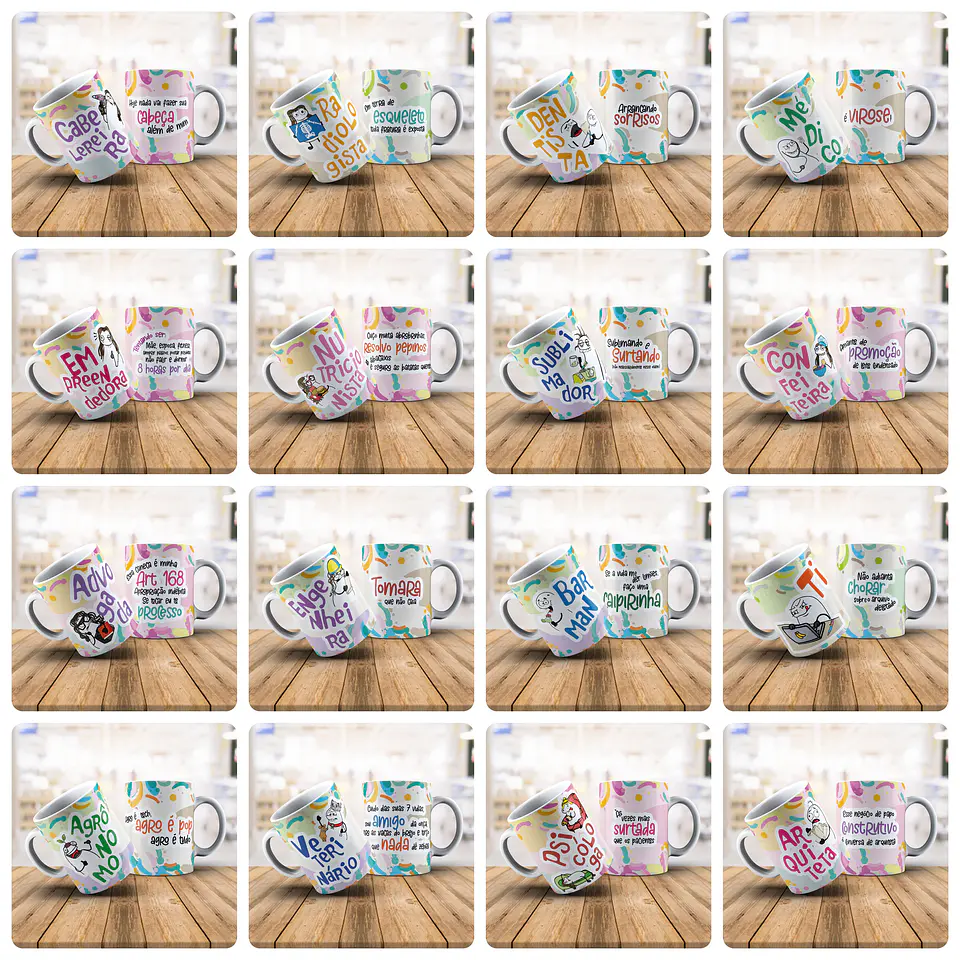 34 Arte Caneca Flork Profissões Profissão Arquivos Sublimação 1