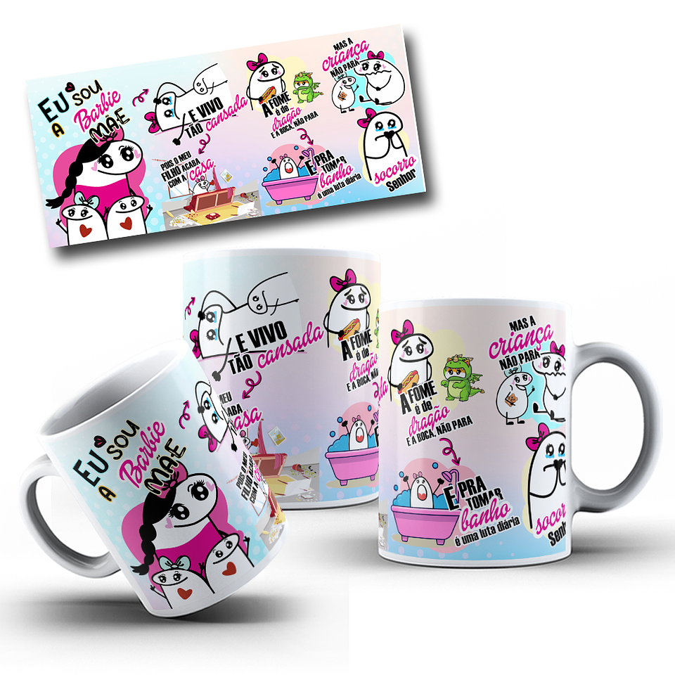 Artes para Caneca Flork Barbie Mãe Arquivos Png  5
