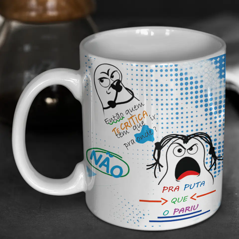 Arte Caneca Quem que te critica vai te dar um leite NÂO Arquivo Png 2