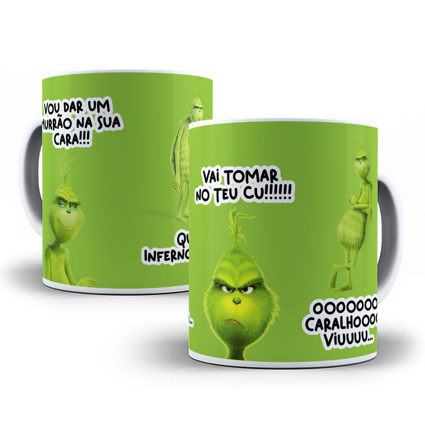 4 Artes Canecas Grinch Vou da Um Murrão na Sua Cara Editável + Png 4