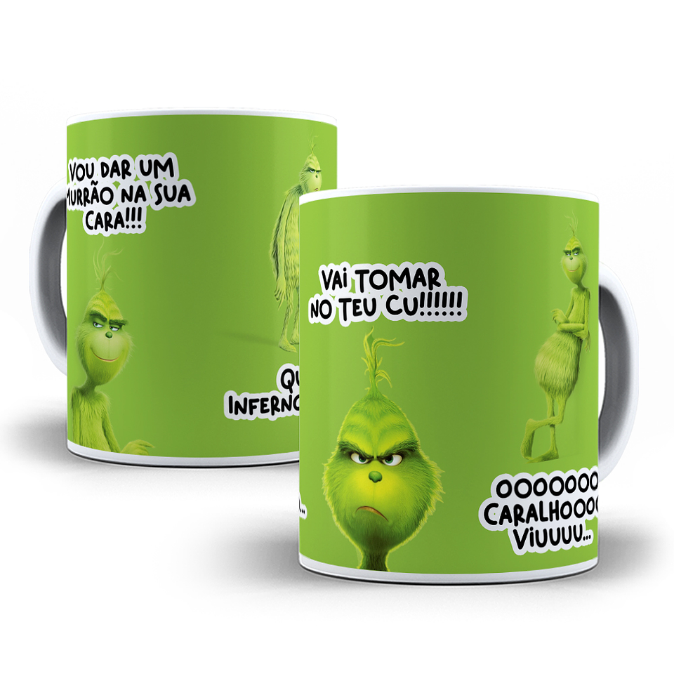 4 Artes Canecas Grinch Vou da Um Murrão na Sua Cara Editável + Png 4