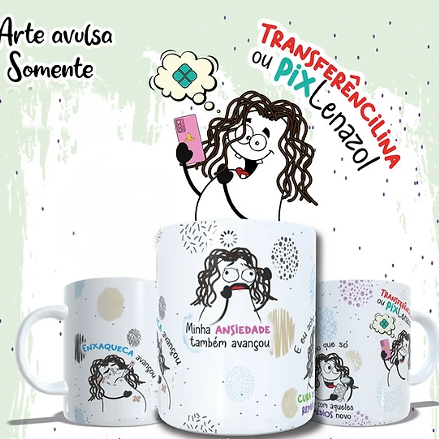 Arte Caneca Enxaqueca avançou minha ansiedade também avançou Png 2