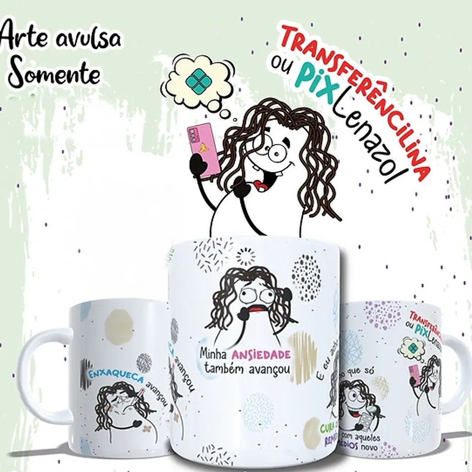 Arte Caneca Enxaqueca avançou minha ansiedade também avançou Png 2