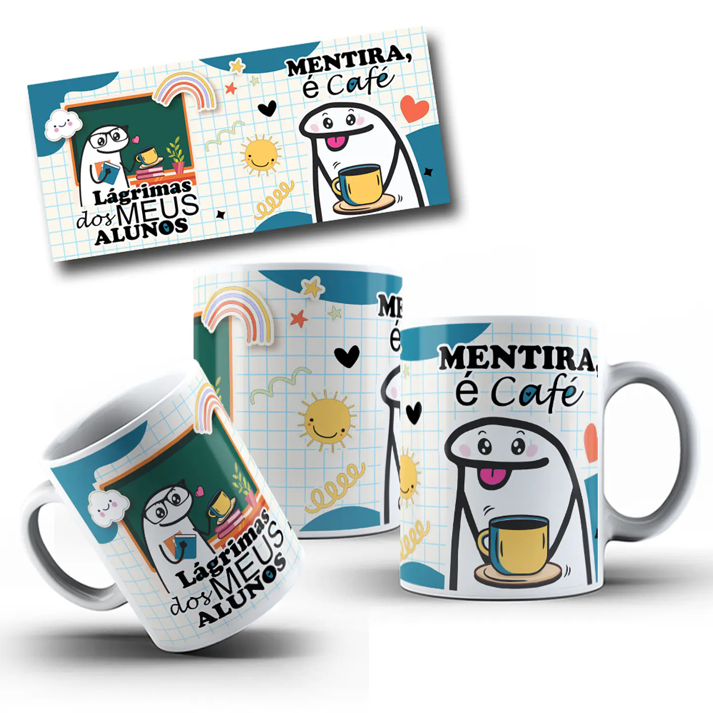 5 Artes Caneca Flork Dia dos Professores em CorelDraw  2