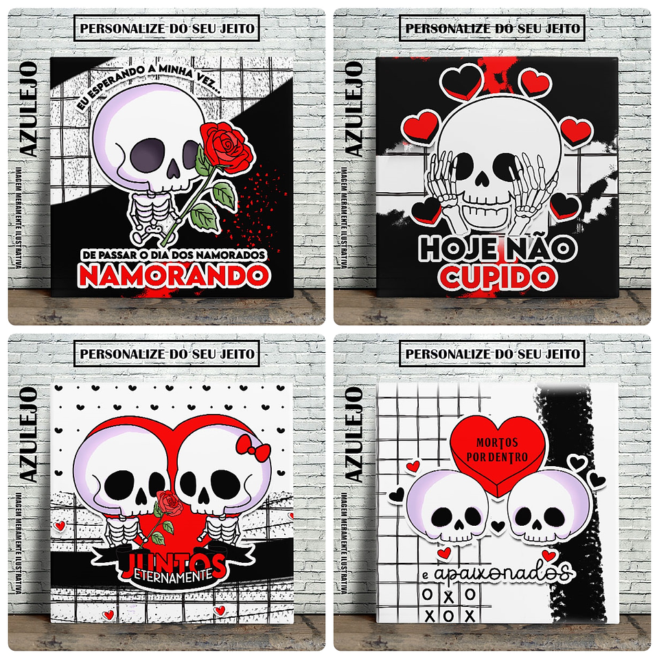 15 Artes Caneca e Azulejo Caveira Dia dos Namorados em Jpg 9