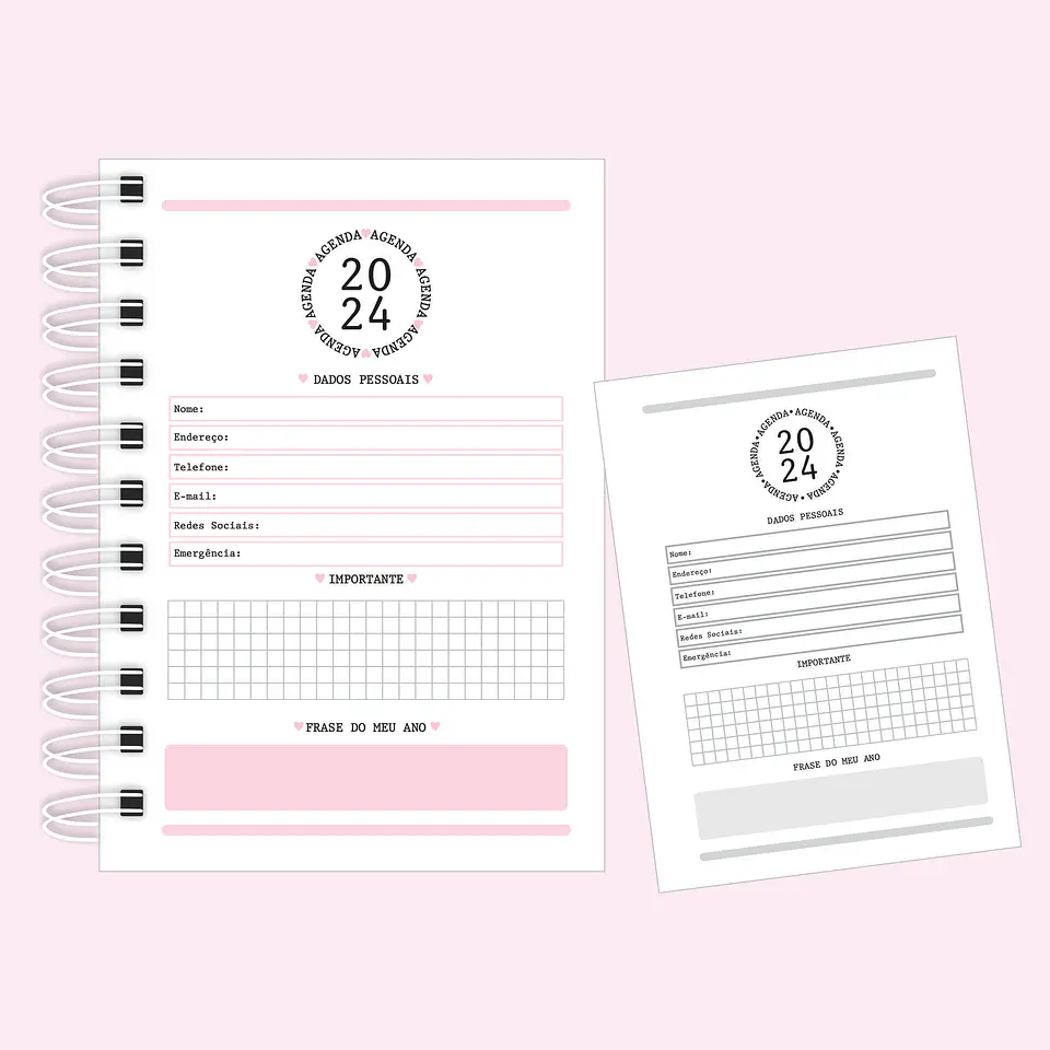 Arquivo Miolo Mini Agenda 2024 Cinza e Rosa em Pdf  1
