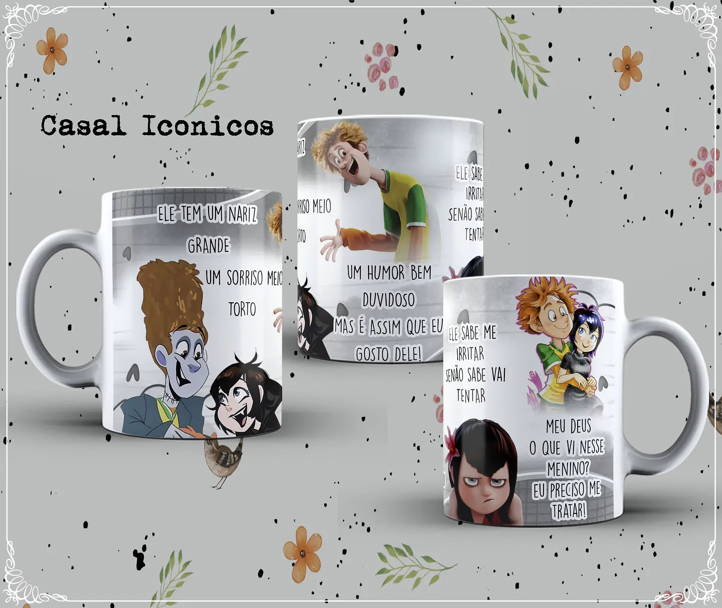 6 Artes para Caneca Casais Icônicos em Corel Draw  1