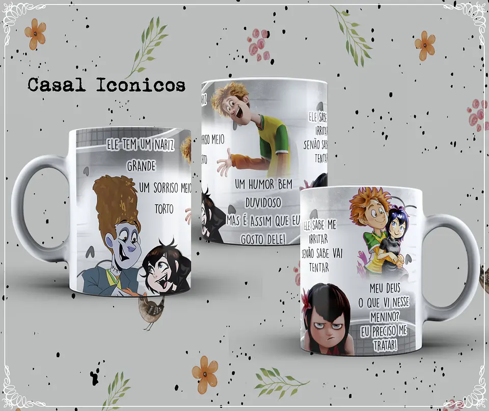 6 Artes para Caneca Casais Icônicos em Corel Draw  1