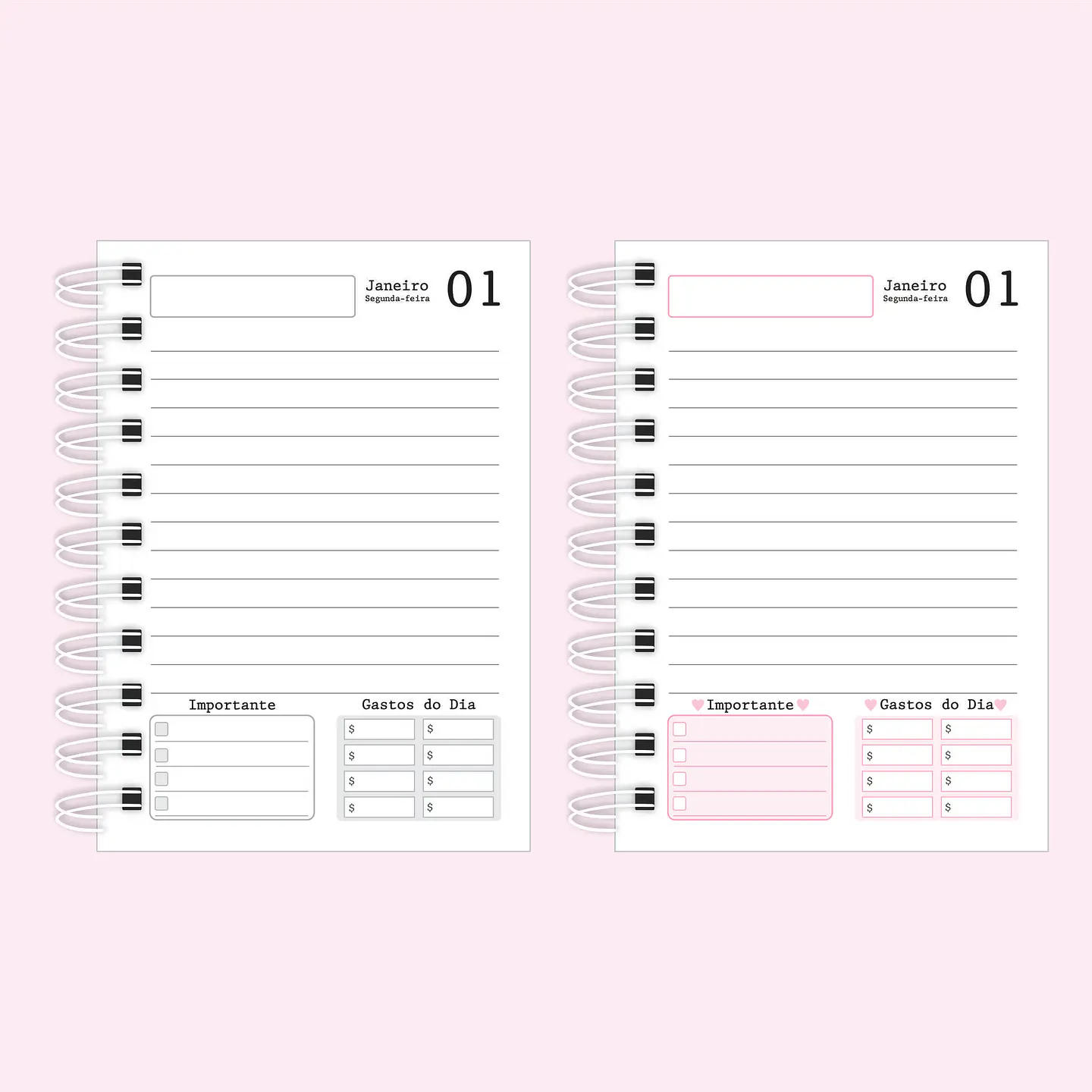 Arquivo Miolo Mini Agenda 2024 Cinza e Rosa em Pdf  2