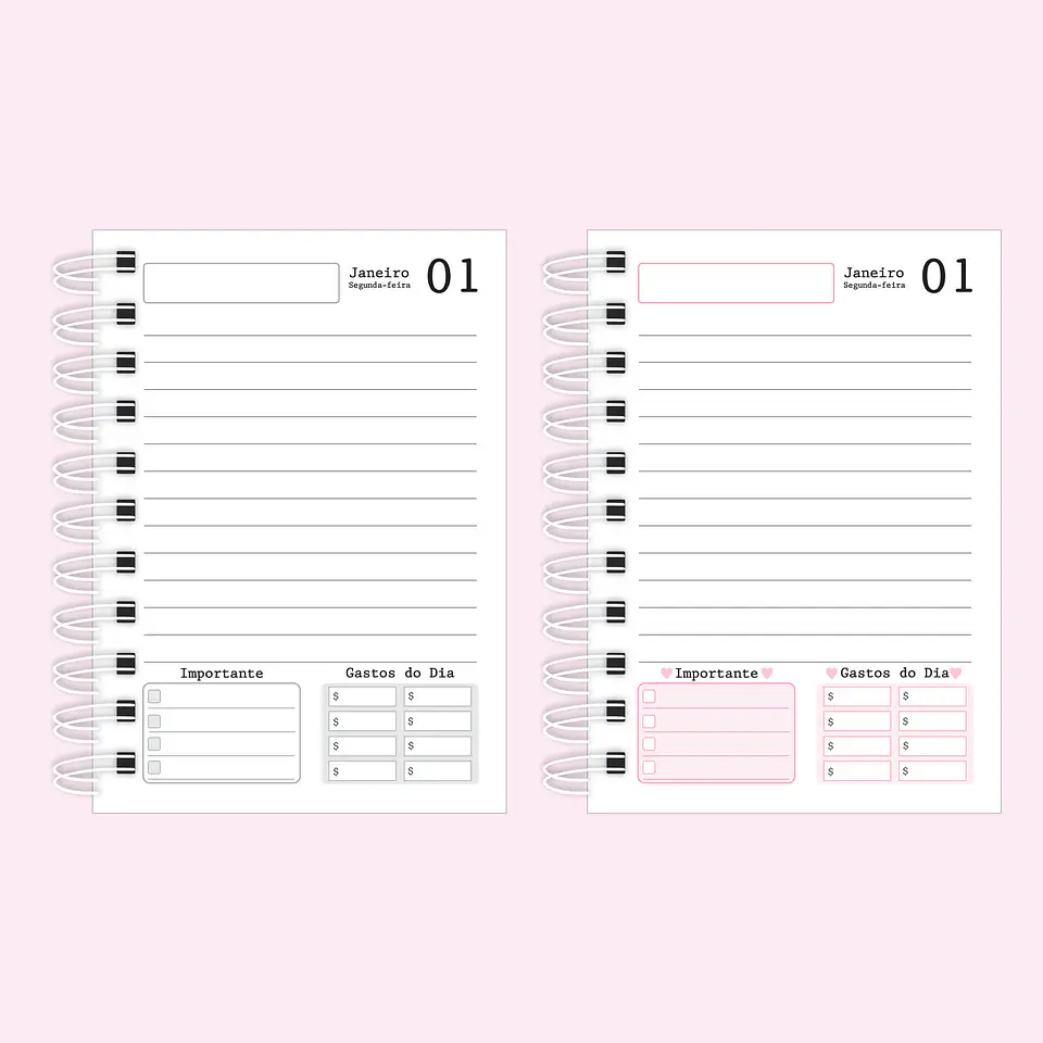 Arquivo Miolo Mini Agenda 2024 Cinza e Rosa em Pdf  2